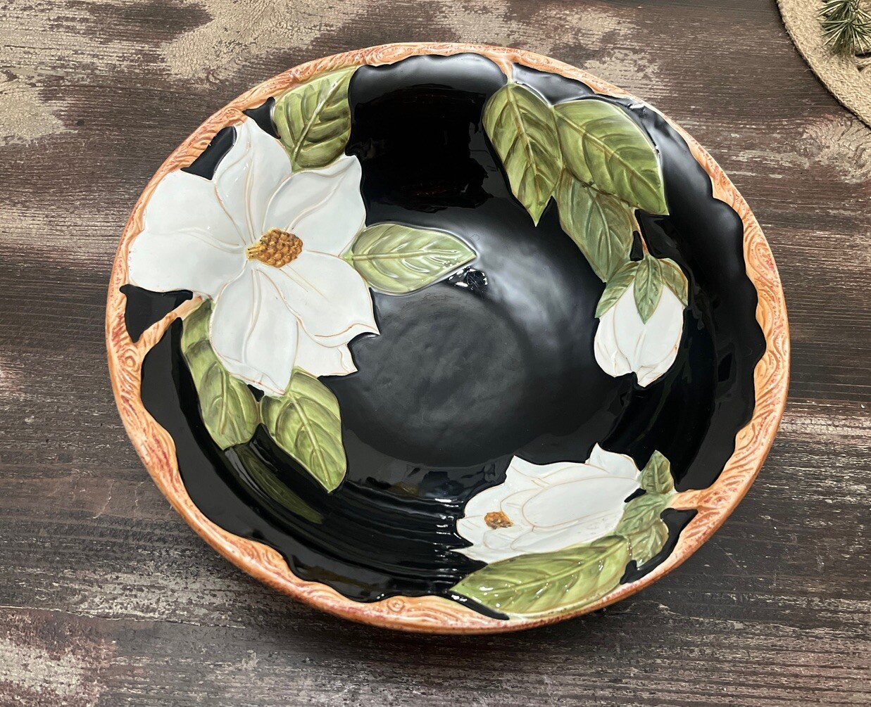 Magnolia Charm By Artimino Hand Painted Serving Bowl Large 11.5”