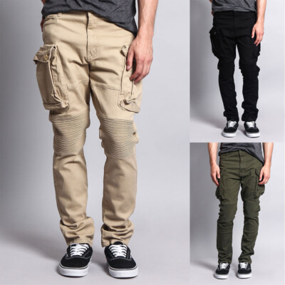 Victorious Men's Casual Utility Big Cargo Side Pockets Comfortable Pants DL1065