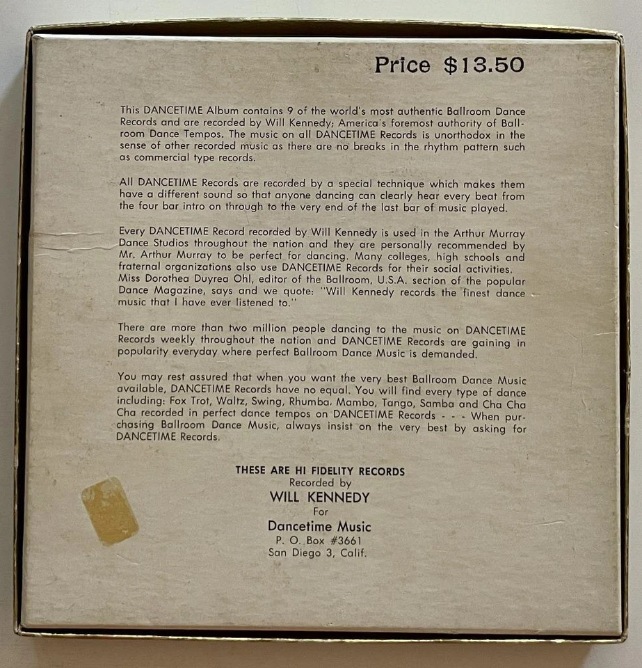 WIll Kennedy's Dancetime Orchestra "It's Dancetime" 45 rpm Box Set NM (195?) - Image 3 of 4