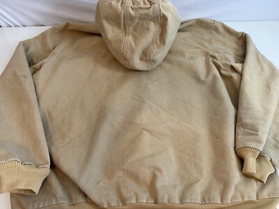 Carhartt Jacket Men's 3XL Khaki Tan Duck Canvas Lined Hooded Full