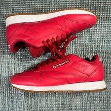 Zapatillas deportivas Rebook clásicas de cuero rojas para correr talla 10 para hombre usadas sin caja