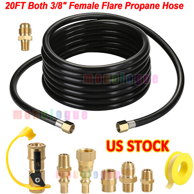 #ad 20FT Both 3 8quot; Female Flare Propane Hose3 8 Inch LP Gas Disconnect Fittings Kit $14.99