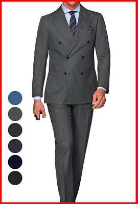 Mens Gray Suit Double Breasted 46r Jacket 40 Pants Bespoke gray wedding suits