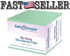 25-Pack Safe n' Simple No-Sting Skin Barrier Wipes 5"x7" Protective Film