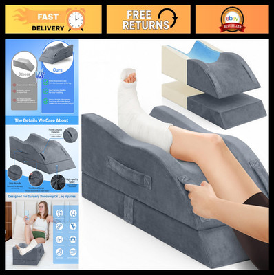 Adjustable Memory Foam Leg Elevation Wedge Pillow for Surgery Recovery & Pain Re