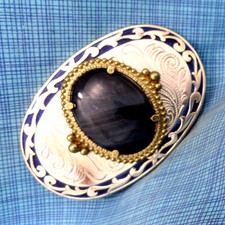 Western Floral Scroll Belt Buckle Iridescent Stone Cowboy Cowgirl Vtg 80s.NOX145