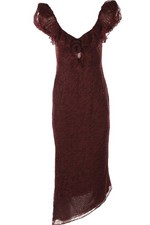 DE LA VALI BURGUNDY LACE MAXI DRESS UK 10