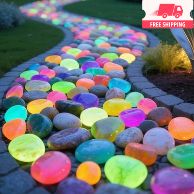 #ad 50x Glow In The Dark Pebbles Stones Luminous Garden Walkaway Tank Aquarium Fish $5.45