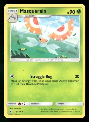 Masquerain Rare SM Base Set 8/149 LP