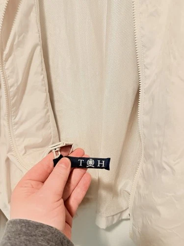 Tommy Hilfiger Vintage Men's White Full Zip Windbreaker Jacket  Big & Tall 2XL image 9