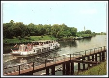 VINTAGE 1973 Gliwice Canal Boat Labedy Poland Postcard Chrome Waterway К048