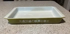 Vintage Pyrex Spring Blossom Green Lasagna Pan #933 Crazy Daisy 13.5" x 8.75"