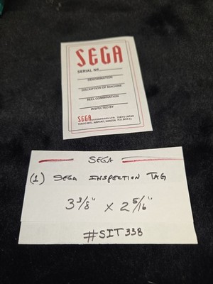 SEGA  2-COLOR INSPECTION TAG, (1) INSPECTION TAG ANTIQUE SLOT MACHINES #SIT338