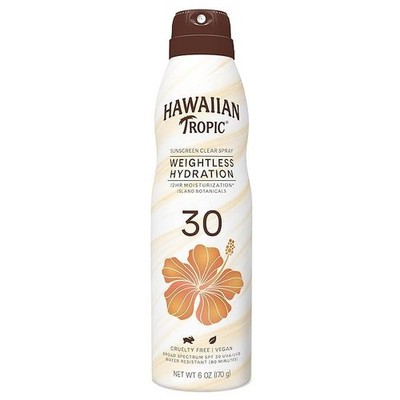 Hawaiian Tropic Weightless Hydration Continuous Sunscreen Clear Spray SPF 30 6oz