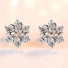 2Ct Round Lab Created Diamond Women Flower Stud Earring 14K White Gold Plated