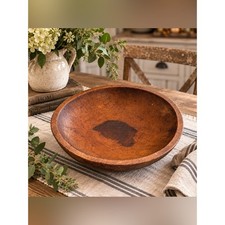 Vintage Primitive Wooden Bowl Hand Turned Rustic Farmhouse Decor 10  