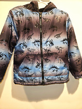 Boys Dinosaur Print Hooded Puffer Jacket Full Zip Pockets Gray 4