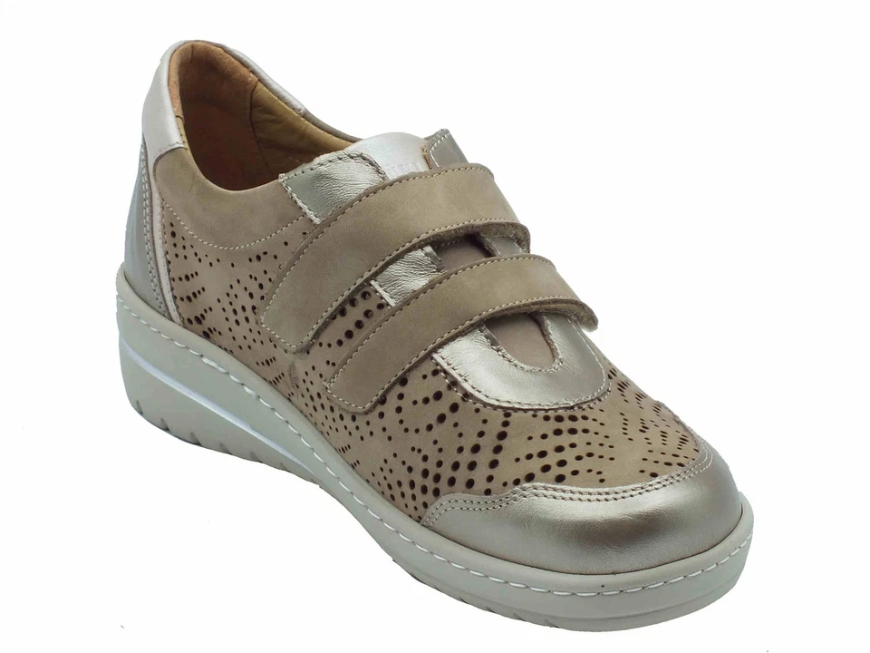 Grunland NILE SC2150 Corda Sneakers confort per Donna in pelle e nabuk beige - Immagine 2 di 3