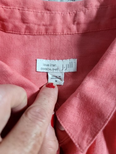 J Jill Love Leinen Bluse Damen M Rosa Knopfleiste Oberteil Langarm Lagenlook - Bild 3 von 8