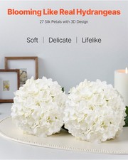 Artificial Flowers, 105 pcs Real Looking White Silk Fake Hydrangea Bulk, W
