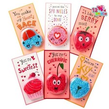 12 PCS Valentine's Day Foam squashy toy with Cards, Fun Foam Modeling Colorful
