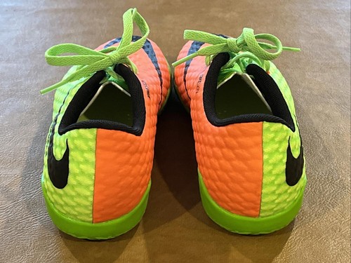 Nike HyperVenomX Phelon 1 Indoor Turf Soccer Shoes (Youth 4Y) Green/Orange - Afbeelding 3 van 7