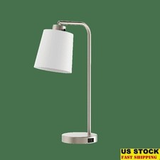 Modern Desk Lamp Adjustable Fabric Shade Charging Outlet Kids Adults Office New