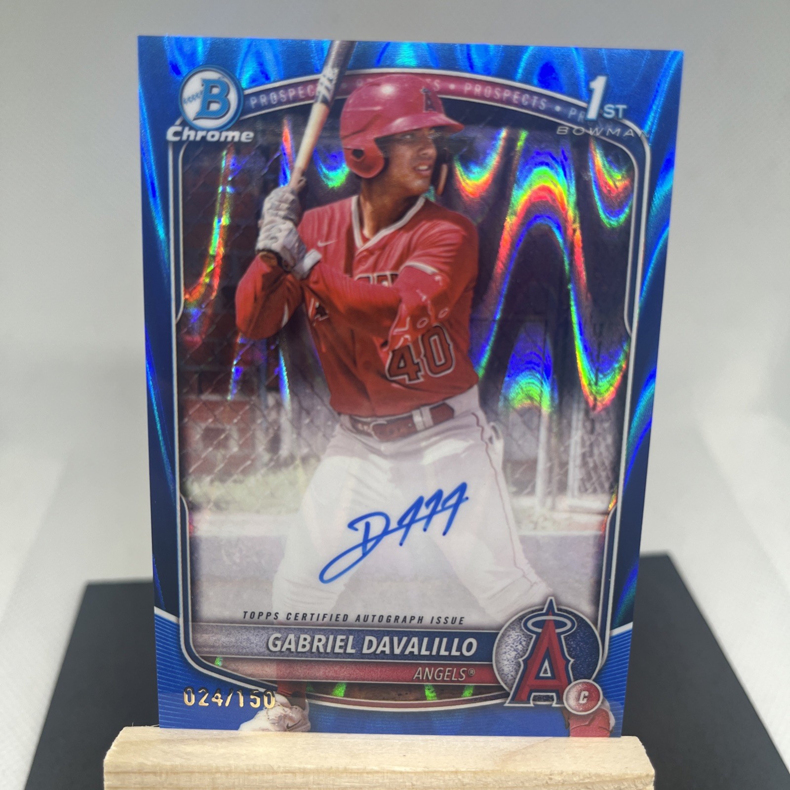 2025 Bowman Chrome 1st Gabriel Davalillo Blue Raywave Refractor ON CARD Auto/150