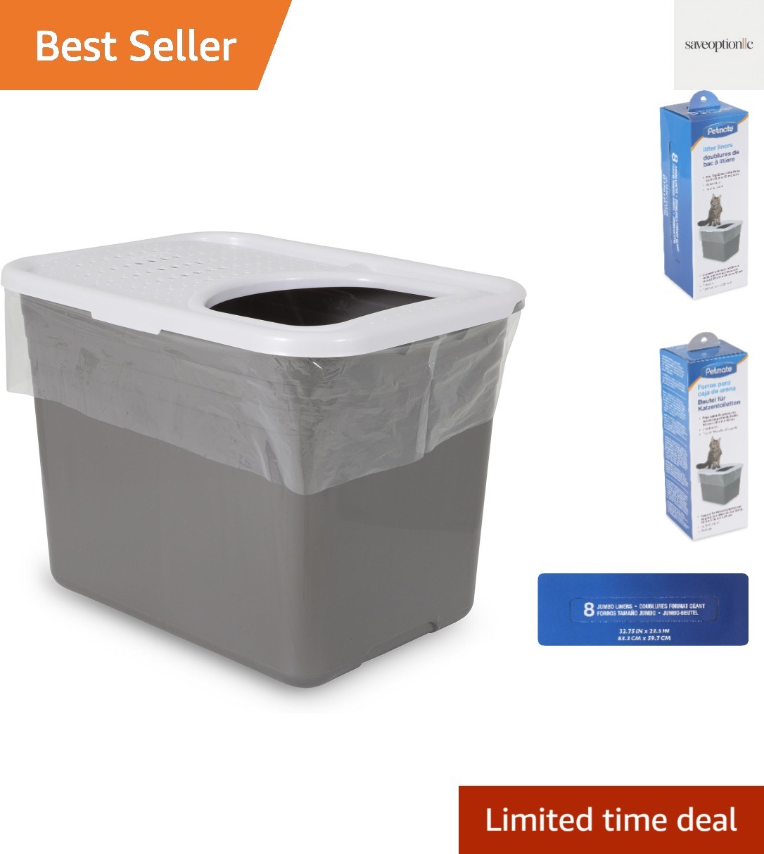 Top Entry Litter Pan Liners - Dark Grey, 8 Count for Effortless Cleanup