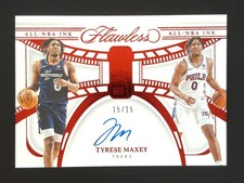 2024-25 Panini Flawless TYRESE MAXEY 15/15 Bookend On Card Auto Ruby #ALL-TMX