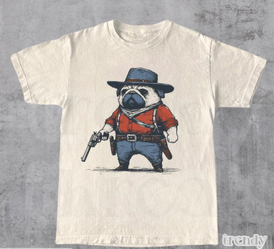 Cowboy Pug Shirt, Funny Dog Lover Shirt, Cute Cowboy