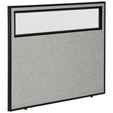 48-1/4"W x 42"H Office Partition Panel with Partial Window Gray