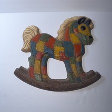 VTG 1985 Rocking Horse Patchwork By Frankies Designs, Children  s Room Wall Art