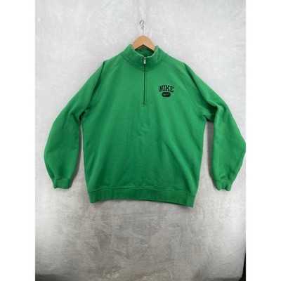 Nike Quarter Zip Sweatshirt Mens XXL Green Spellout Logo Pullover Fleece Fleece