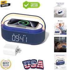 6-in-1 Bluetooth Speaker Alarm Clock with 15W Wireless Charger, FM Radio, Adj...