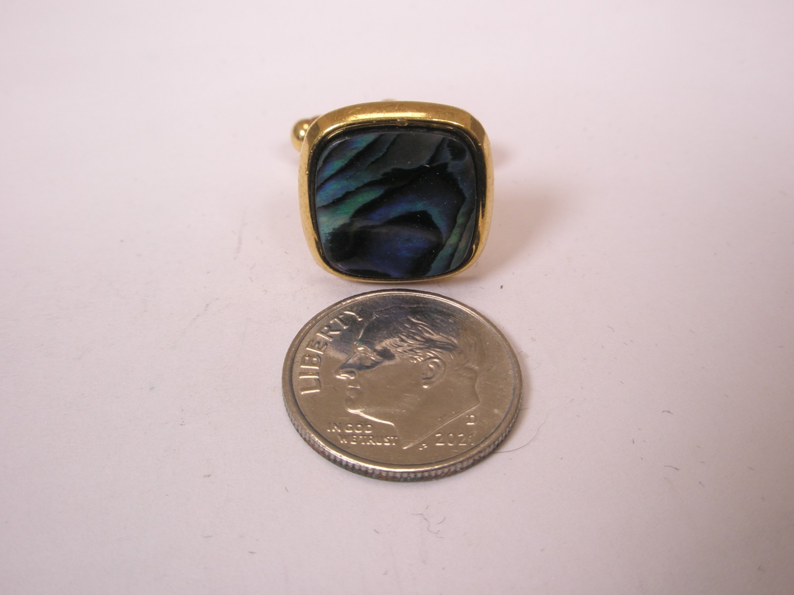 Abalone Shell Square SINGLE Vintage Cuff Link rep… - image 2