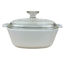 Vintage Corning Ware Cookmates Plain White 1 Qt Casserole Dish w/Lid A-7-C
