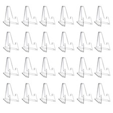 24 Pack Mini Clear Acrylic Easel Stands, Coin Display Easel Card Stands Clear...
