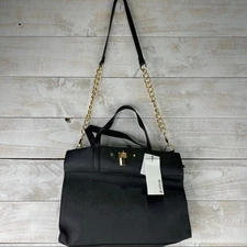 JUSTFAB Black Gold Crossbody Shoulder Chain Purse Bag