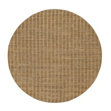 8'x8' Brown Natural Wool Vertical Stripes Design Hand Loomed Round Rug 92166