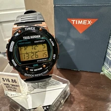 VINTAGE New Timex Trailrunner Indiglo Brown Working Watch Rare 100m 40mm W/ Box
