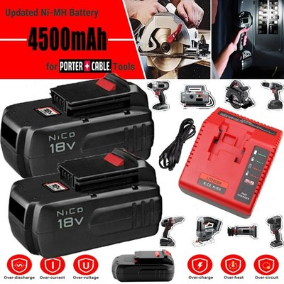 2PACK For Porter Cable PC18B 18Volt NiCd PC186CS Battery /Charger PCC489N PC188