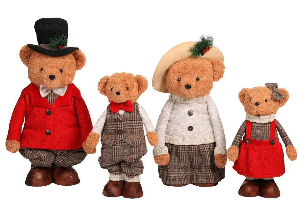 Member's Mark Plush Bear Family Set of 4 Indoor Christmas Decor FastSHIP In Hand - Image 4 of 4
