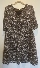 LC Lauren Conrad XXL Black Floral V-Neck Ruched Fit & Flare Dress Whimsical