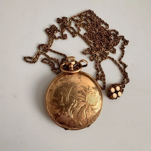 ELGIN Antique GOLD FILLED Pocket Watch With Chain   FREE SHIPPING