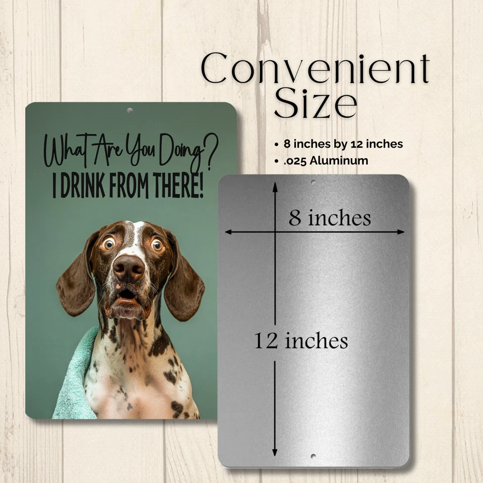 Letrero de baño puntero alemán de pelo corto inodoro baño perro divertido metal lata arte gsp Foto 4 de 4