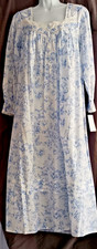 Eileen West Blue Dream Long Sleeve 100 Cotton Lawn Ballet Nightgown Gown M