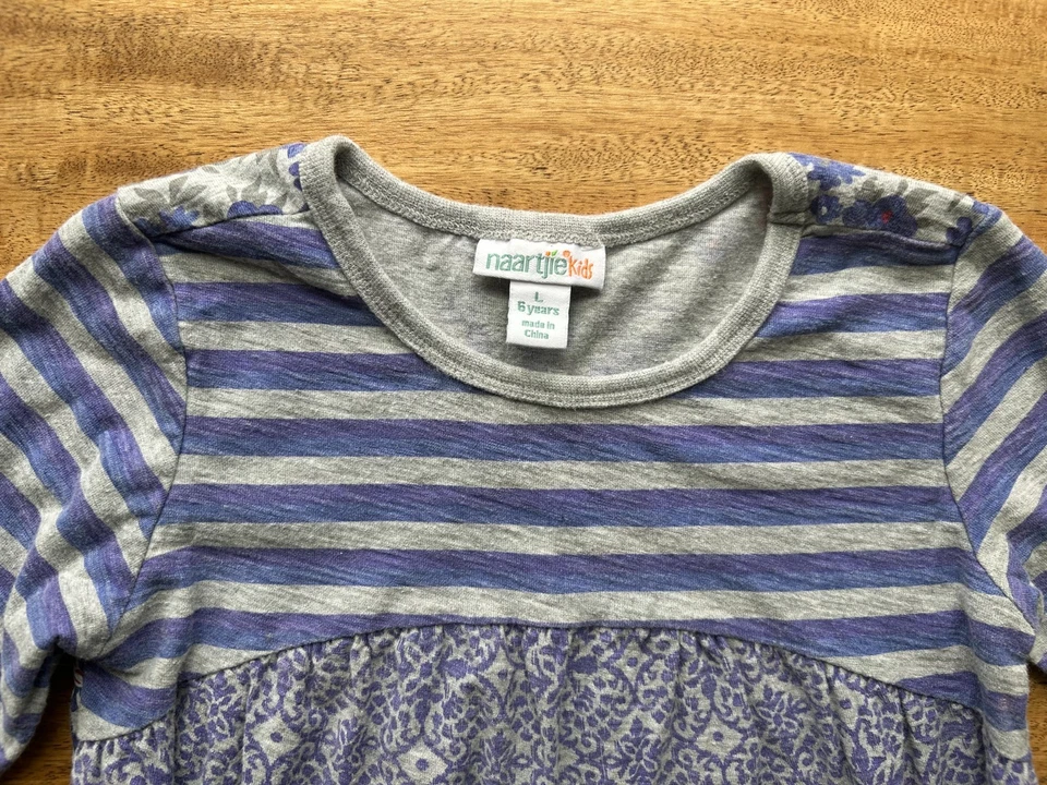 Camisa Naartjie Manga Larga Niñas Talla L (6) Usada en Excelente Condición Estampado Púrpura y Gris ¡Adorable! Foto 2 de 3