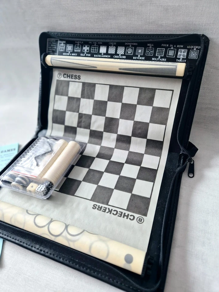 Vintage Globe Master Game 15 Games In One Magnetic Style Leather Travel Case VGC - Image 3 of 4