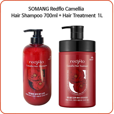 SOMANG Redflo Camellia Hair Shampoo 700ml + Hair Treatment 1L Set  K-Beauty